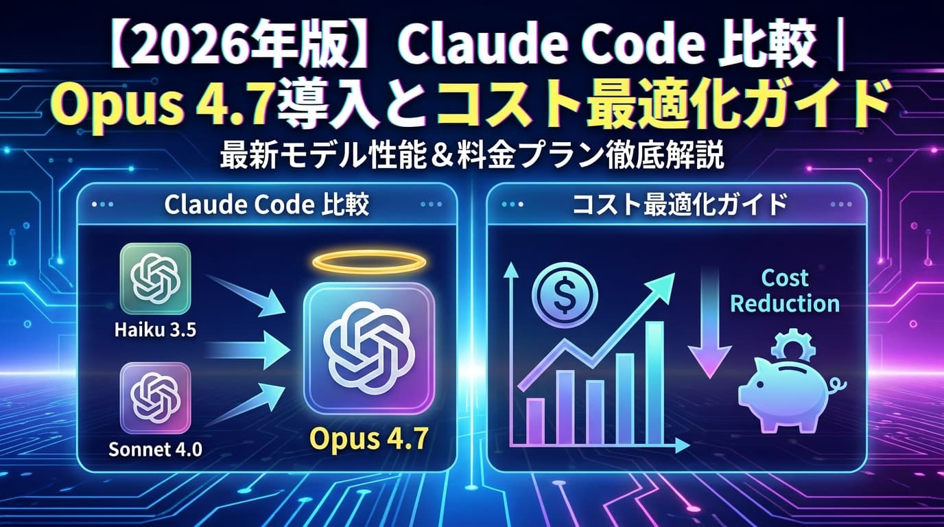 【2026年版】Claude Code 比較|Opus 4.7導入とコスト最適化ガイド