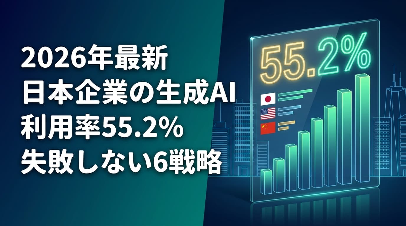 【2026年最新】日本企業の生成AI利用率55.2%|中国95.8%・米国90.6%との35pt差と失敗しない6戦略
