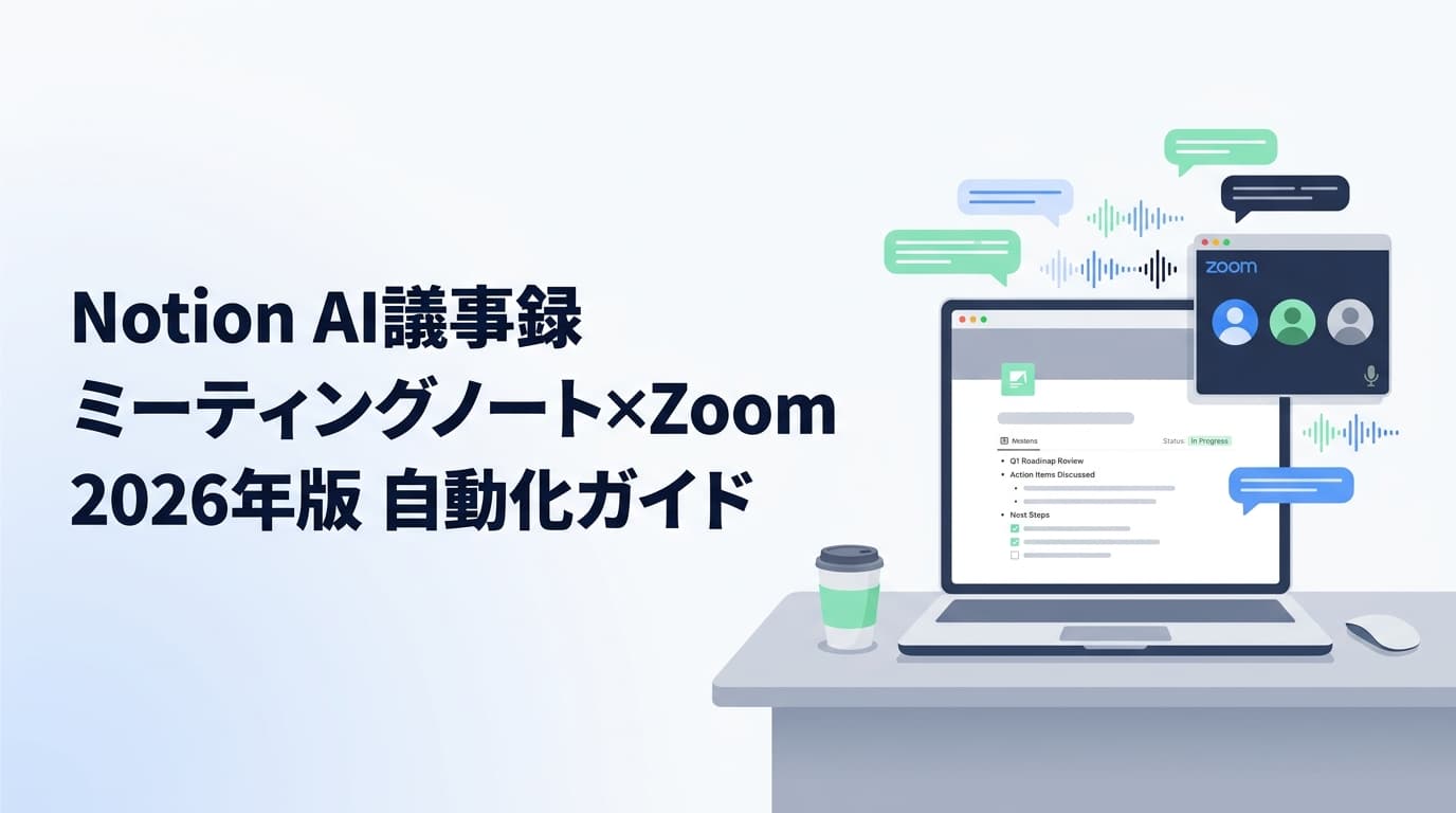 【2026年版】Notion AI議事録の作り方|ミーティングノートでZoomを録音→要約→タスク化まで自動化