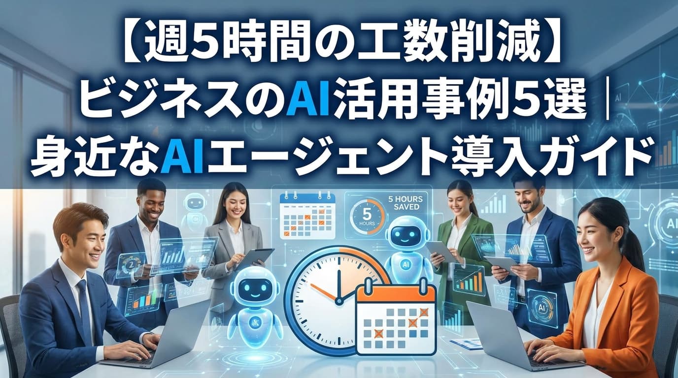 ビジネスのAI活用事例5選|身近な業務で週5時間削減+効果測定の記録テンプレ