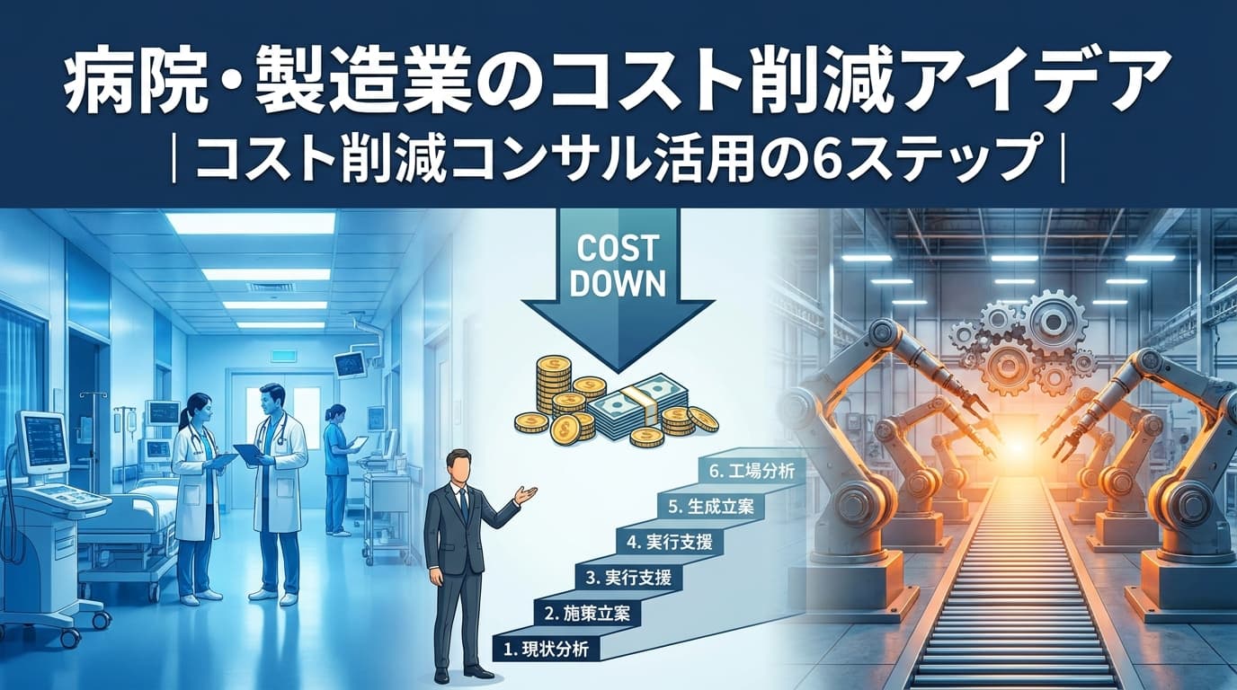 病院・製造業のコスト削減アイデア|3.6億円削減のコンサル活用6ステップ【2026年版】