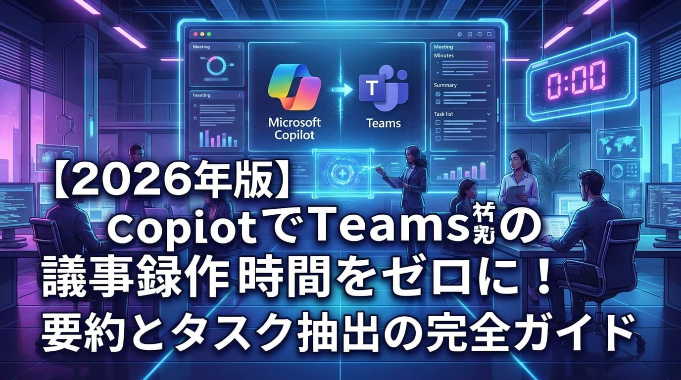 【2026年版】CopilotでTeams議事録作成の時間をゼロに!要約とタスク抽出の完全ガイド