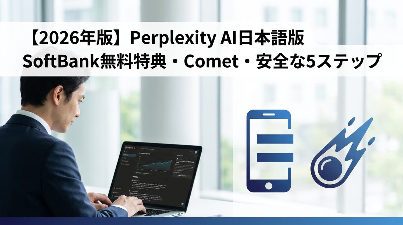【2026年版】Perplexity 日本語版の使い方|SoftBank Pro 6ヶ月無料・Comet 安全導入5ステップ