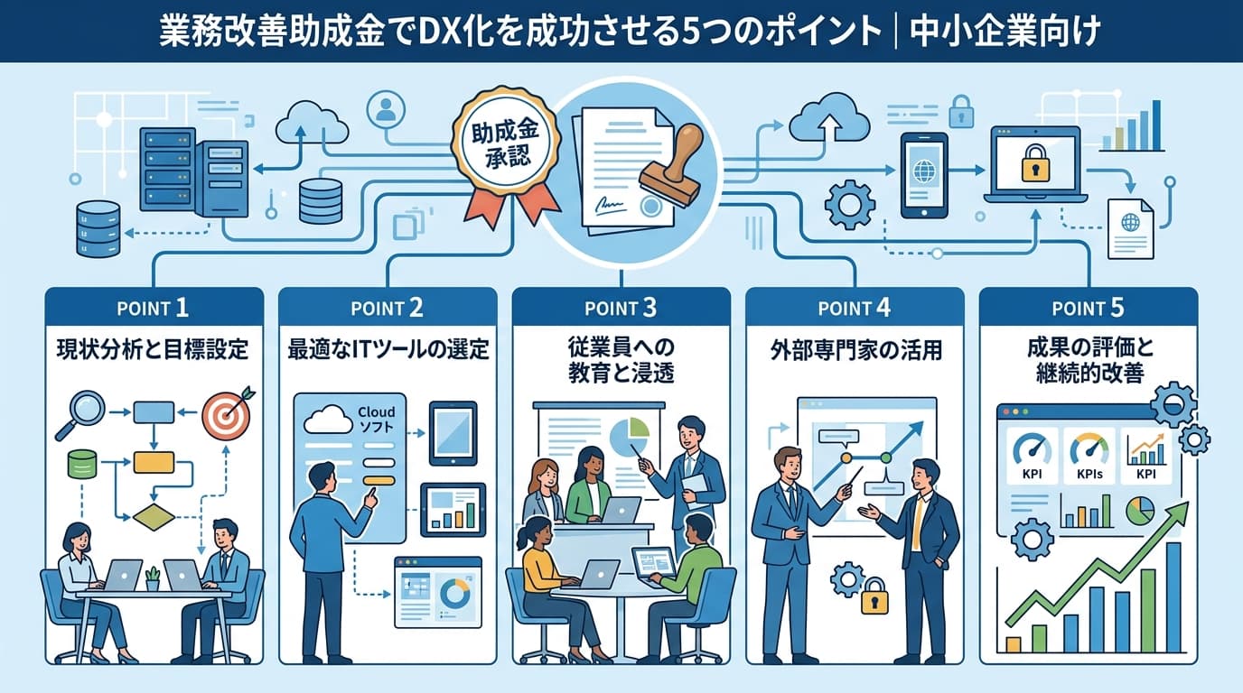 【厚労省事例】業務改善助成金で車両・パソコンは買える?DX化を成功させる5つのポイント