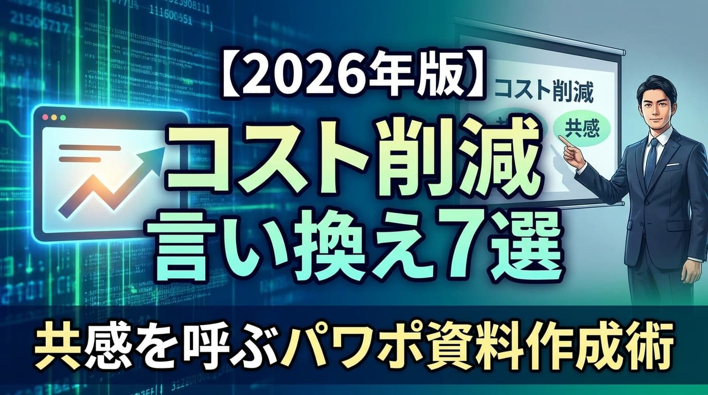 コスト削減 言い換え7選【例文・パワポ構成付】共感を呼ぶ社内プレゼン術