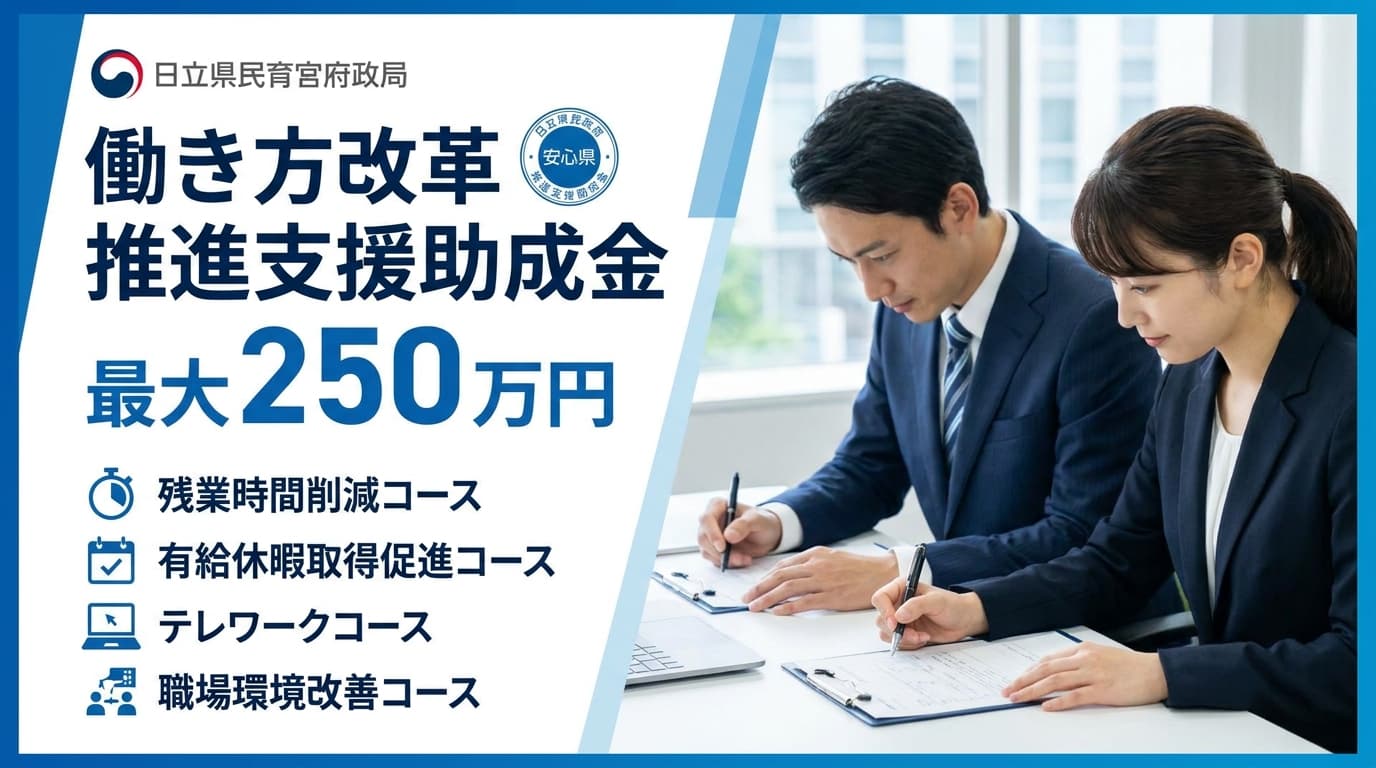 【2026年版】働き方改革推進支援助成金 申請ガイド|5コース・最大250万円の活用ポイント