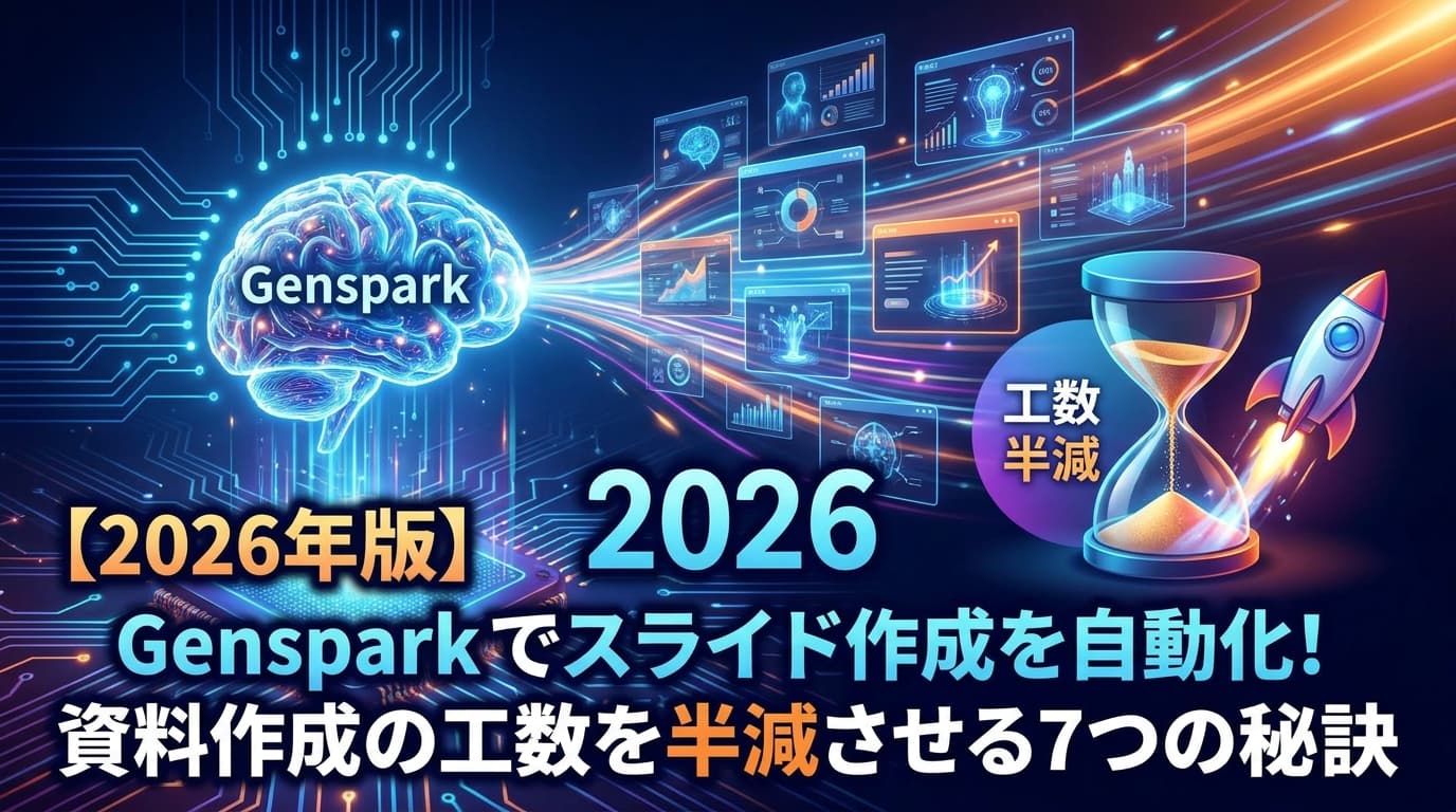 【2026年版】Gensparkでスライド作成を自動化!資料作成の工数を半減させる7つの秘訣