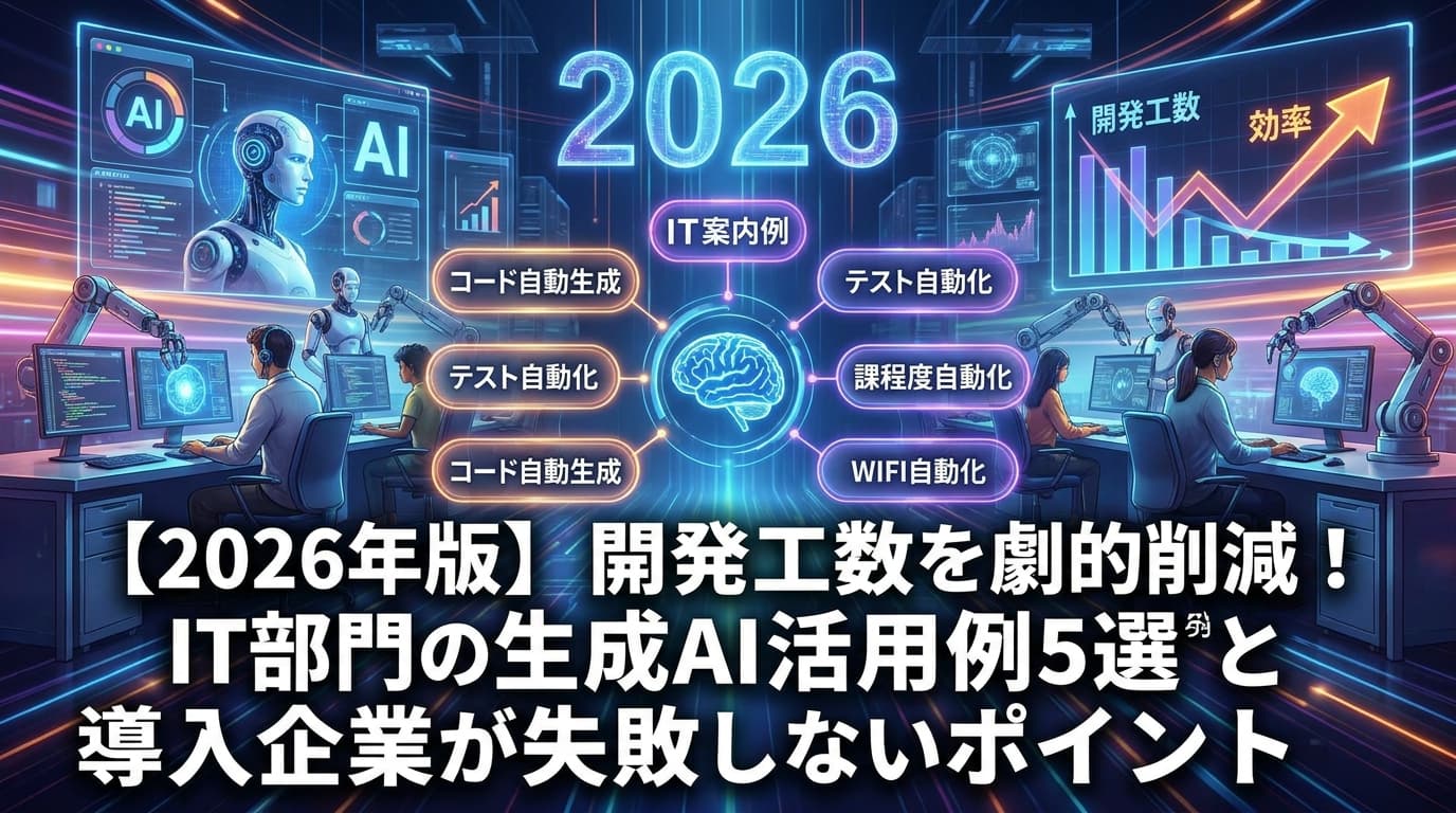 【2026年版】開発工数を劇的削減!IT部門の生成AI活用例5選と導入企業が失敗しないポイント
