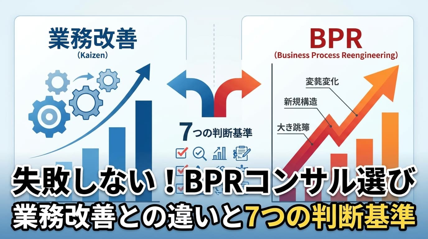 BPRコンサルの選び方|2026年版・費用相場100万〜数千万円と失敗しない7つの判断基準